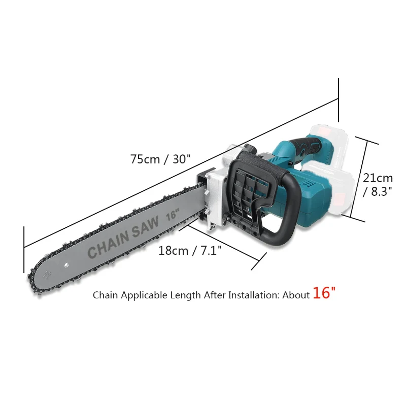 16 inch 2500W Wireless High Power Household Electric Chain Saw Hand-Held Sawing Plastic Metal Garden Cutting Tool for Makita 18V mini chainsaw electric chainsaw electric saw mini electric saw