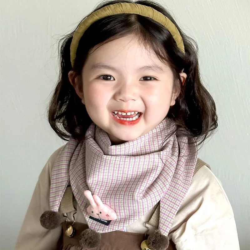 3-8Y new autumn winter knitted triangle scarf for baby boys girls outdoor warm kids mufflers children crochet baby