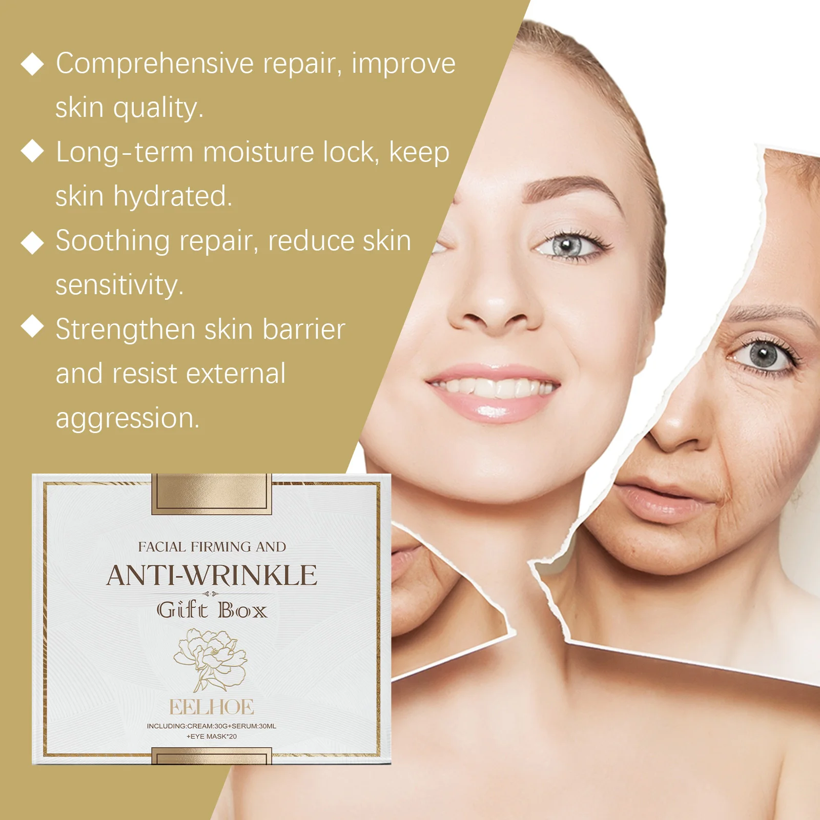 EELHOE Facial Skincare Gift Set Moisturising Hydration Facial Skin Rejuvenation Around Eyes Skin Care Applicator Set
