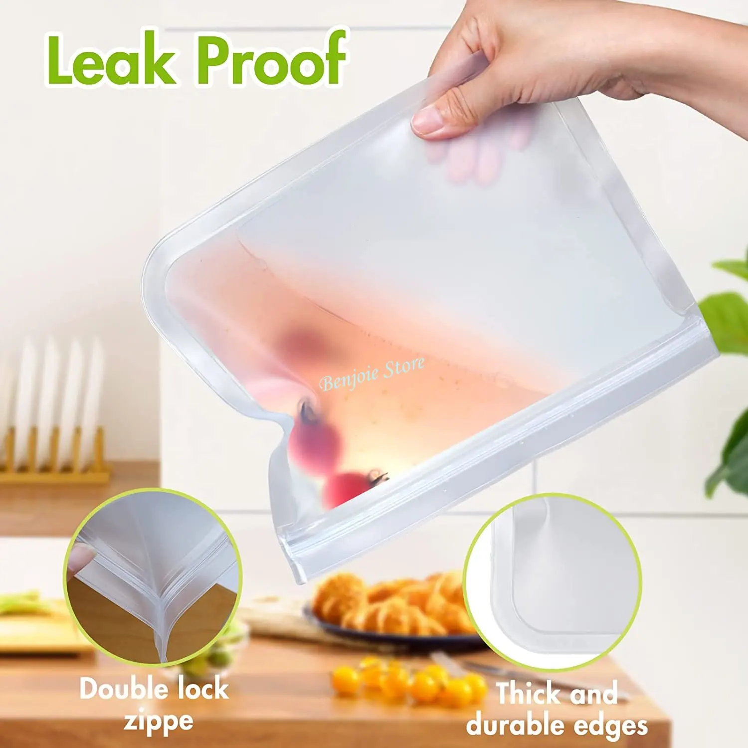 15Pcs Reusable Silicone Food Bag Ziplock Food Storage Bag Refrigerator  Fresh Bags 