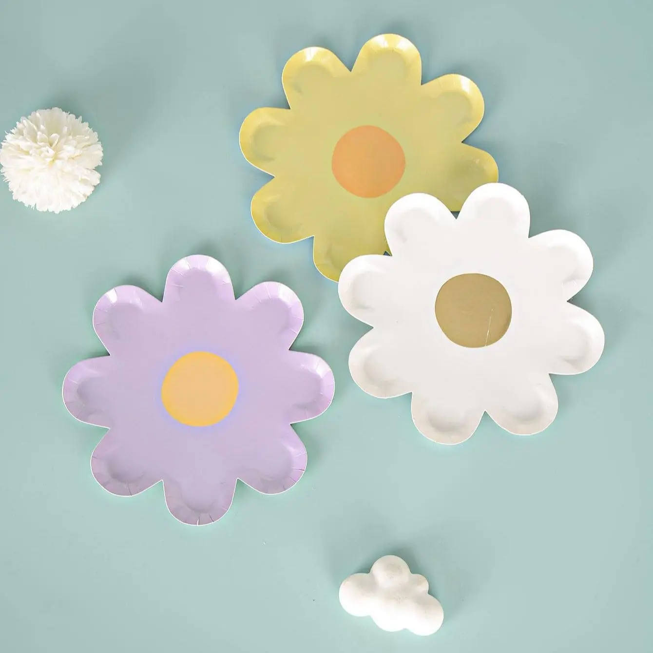 Disposable Tableware 10pcs Daisy Tableware Disposable Dining Cake Plate Kids Birthday Party Baby Shower Wedding Decoration