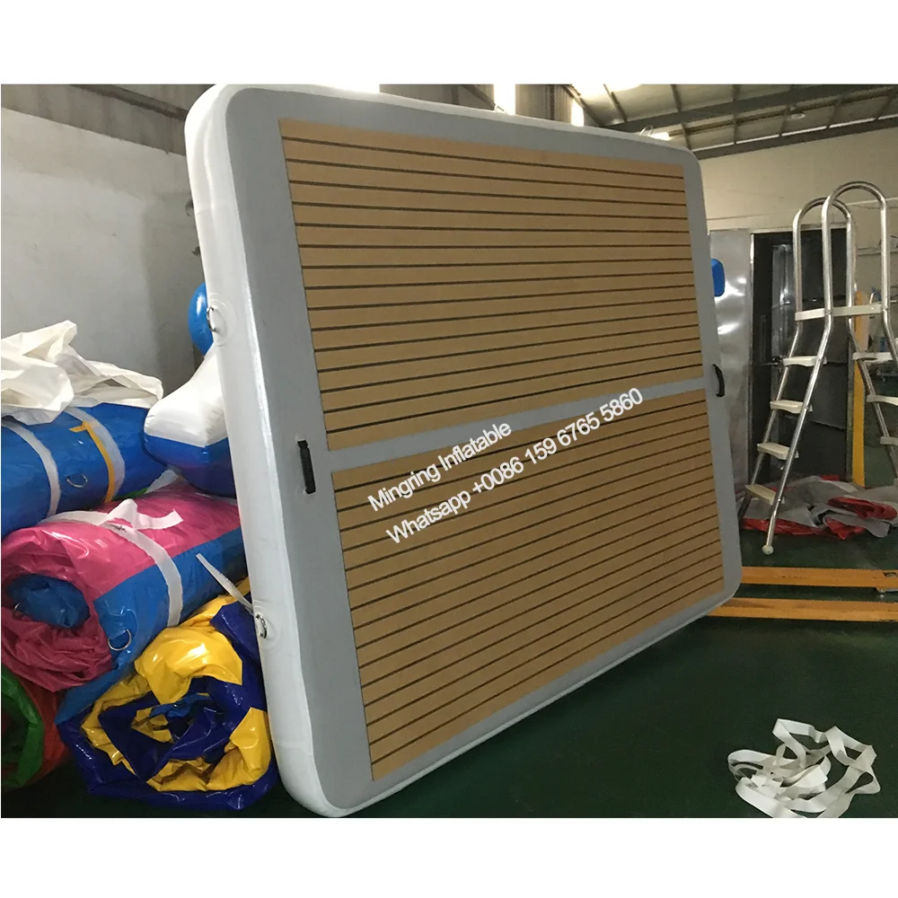 Commercial Inflatable Floating Dock Platform Raft, Non-Slip Surface, Yoga Island Bed