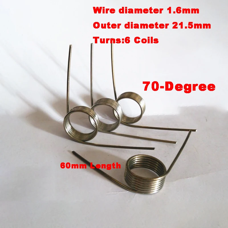 

10PCS 304 Stainless Steel 1.6mm Wire Diameter 21.5mm Outer Diameter Big Coil Torsion Spring,70 Degree Metal Torsion Spring