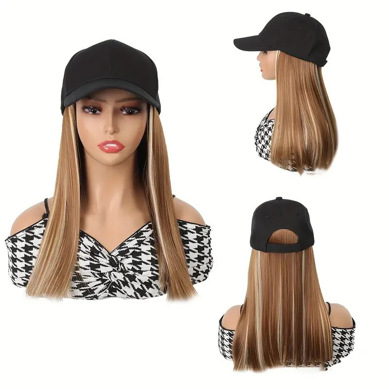 ✨NWT Baseball Cap Hair Extensions Adjustable Hat Long Straight Hair Black wig Aligament Baseball Cap Hair Straight Hair Hairstyle  main image 4