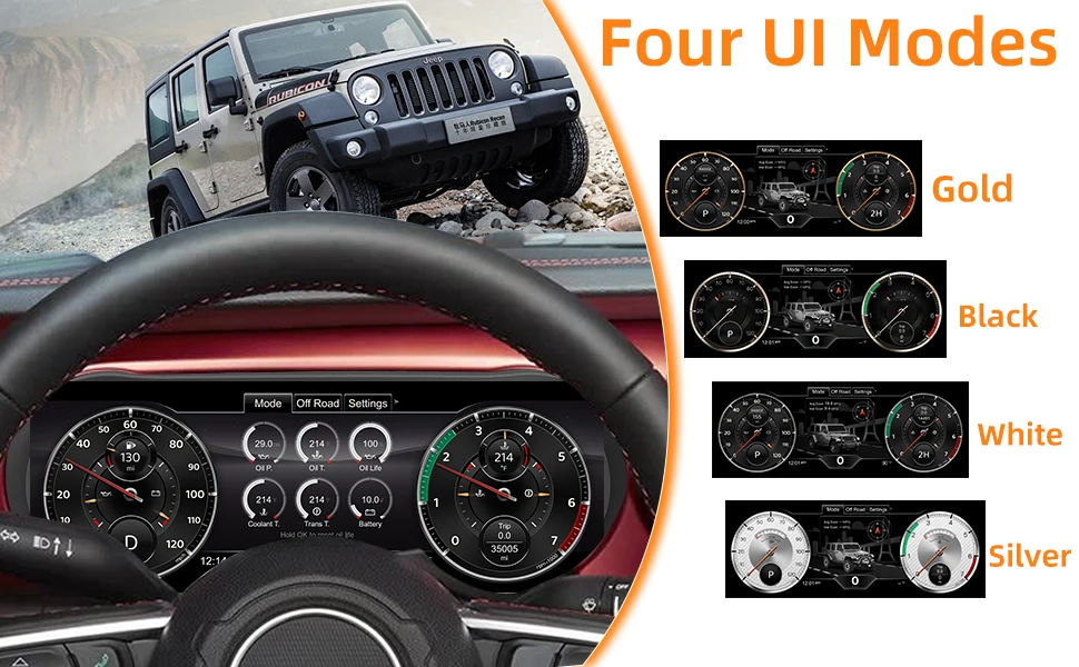 12.3'' full HD LCD Digital Instrument Cluster For Jeep Wrangler JL/Gladiator 201