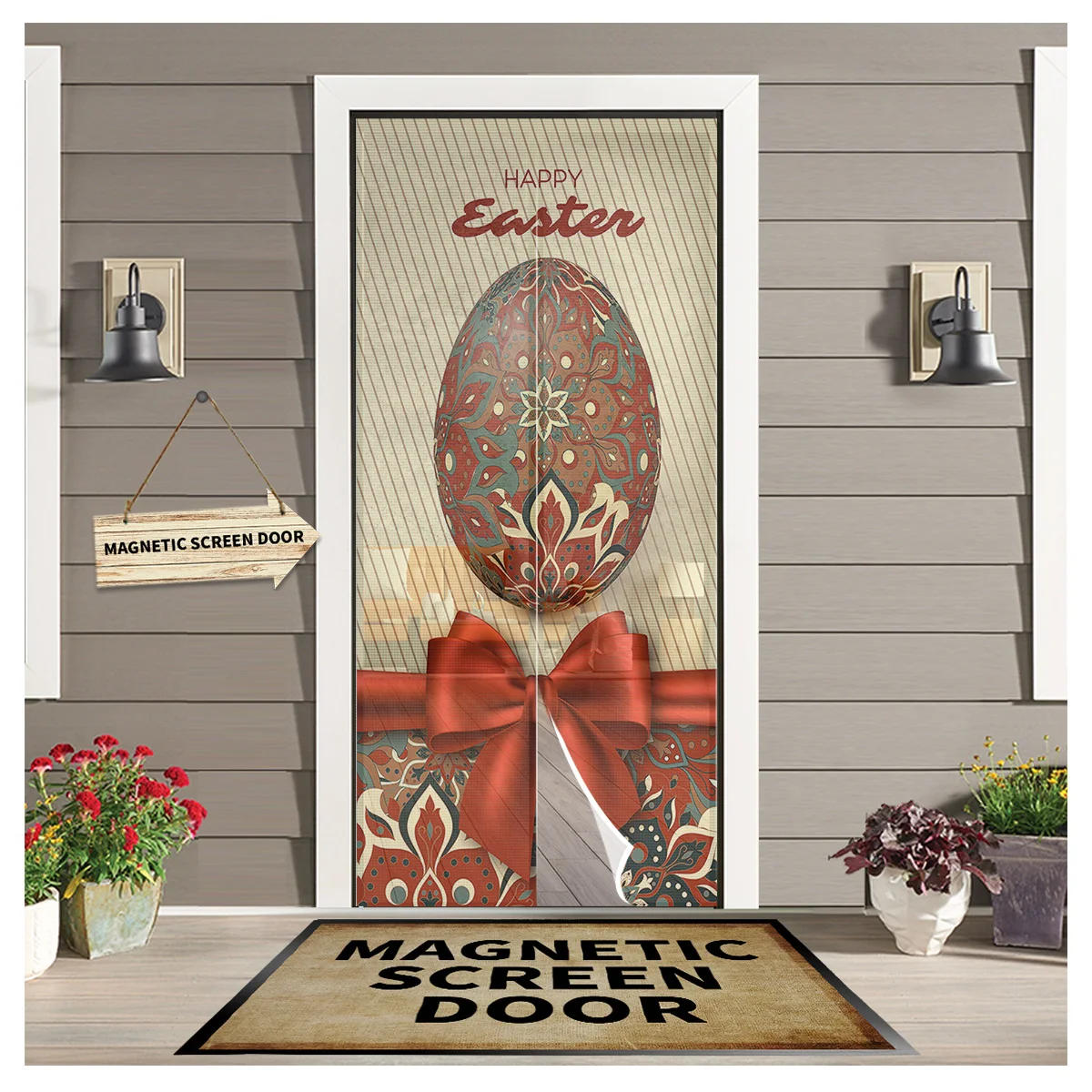 

Easter Gift Egg Texture Kitchen Curtain Magnetic Mosquito Net Curtains Summer Bedroom Anti Insect Door Curtain