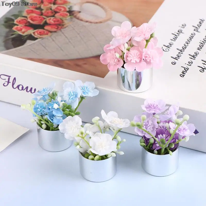 

1:12 Scale Dollhouse Mini Bonsai Simulation Crabapple Flower Pot Mini Floral Arrangement Model Dollhouse Garden Home Accessories