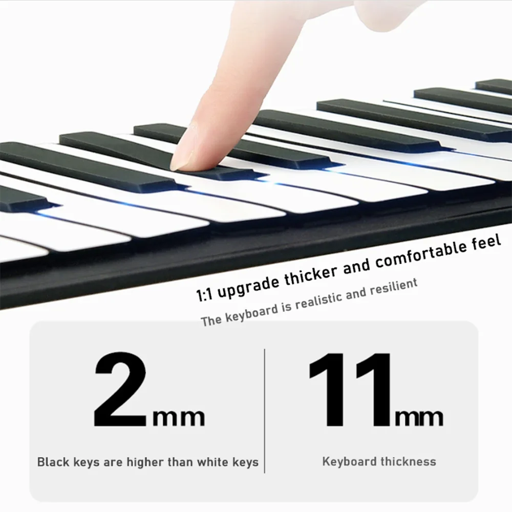 Electronic Musical Instrument Midi Control Keyboard 88 Key Electronic Piano MIDI & USB Portable Flexible ABS Soft Silicone Keyboard Digital Roll Up Piano Horn Sustain Pedal