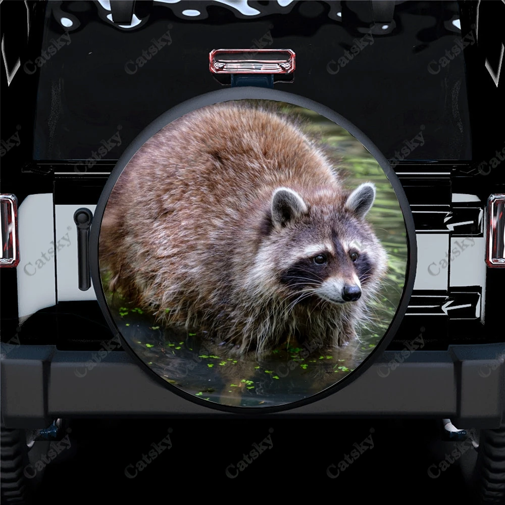 

Автомобильные аксессуары с животными, Серый Енот, чехол для запасных шин, водонепроницаемый протектор колеса для автомобиля, грузовика, внедорожника, прицепа, универсальный 14-17in