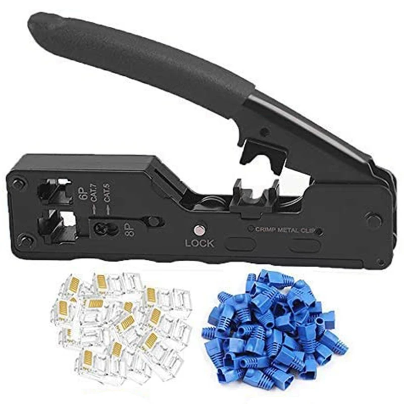 

Big Deal RJ45 Crimping Tool Kit For RJ11/RJ12 Professional Crimping Wire Connector Stripper Cutter,Coax Crimper Plug Crimping