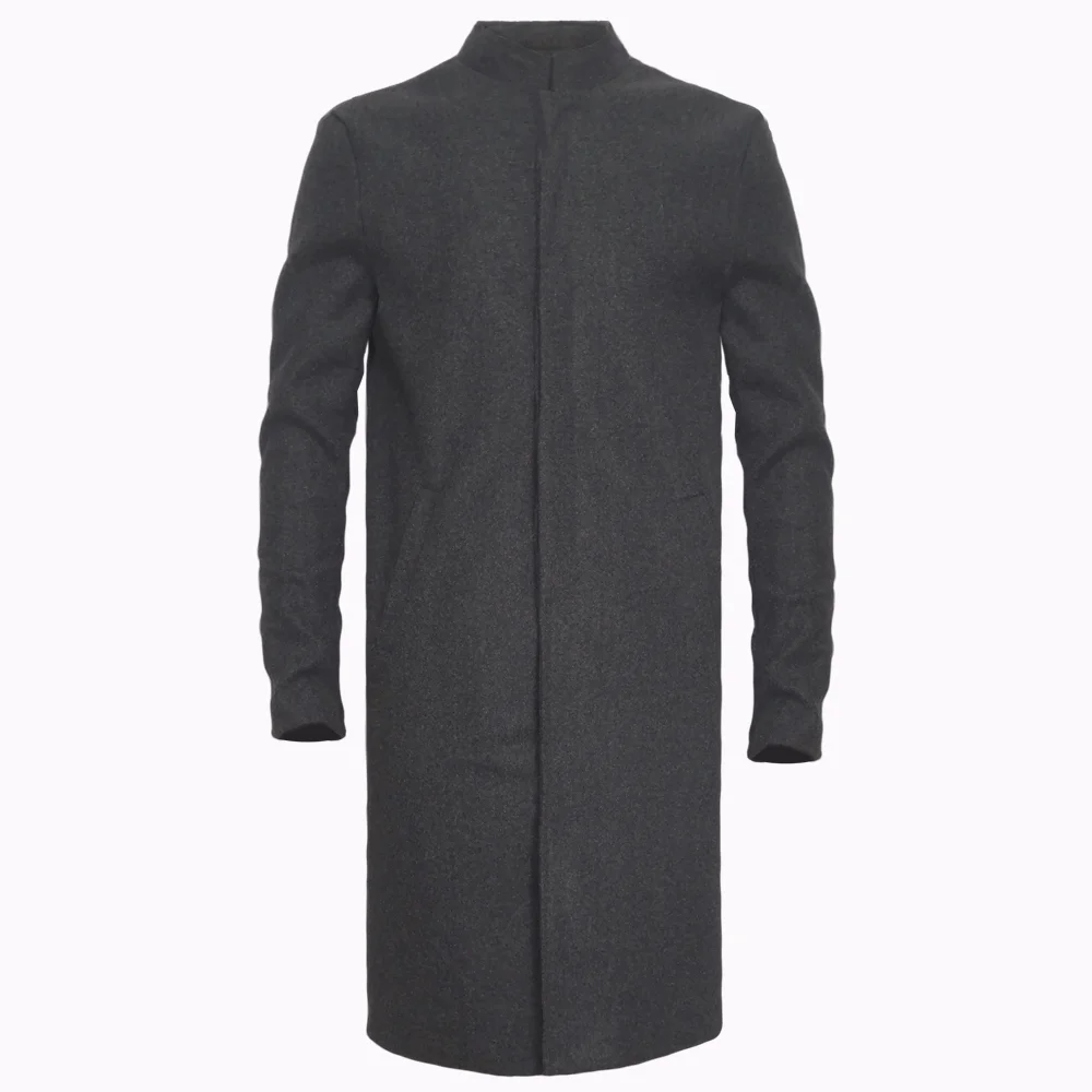 Winter Solid Color Mens Jacket Mid-length Men's Clothing Trench Coat Windbreaker Single Breasted Long Coats Jackets Man