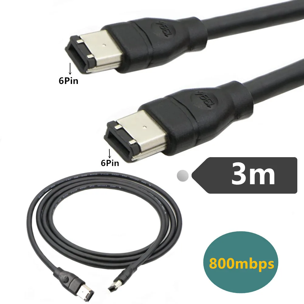 

IEEE1394A Data Cable IEEE 1394 6P To 6P 6P-6P 6 Pin To 6Pin Industrial Camera Cable Firewire 800 Mbps 1.8m 3m 4.5m