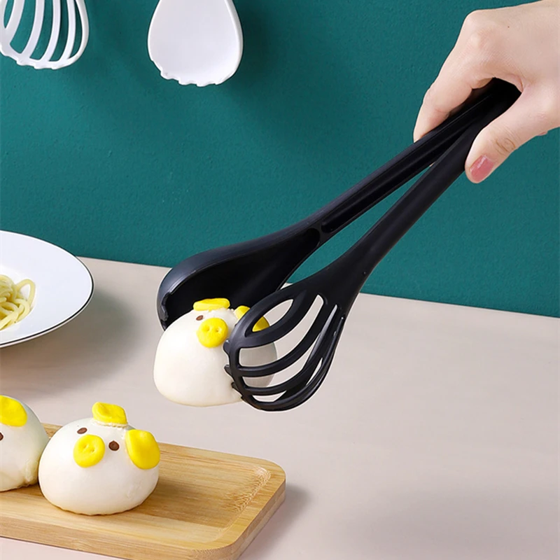 Removable Long-Handled Pasta Clips 3 in 1 Bread Food Tongs Egg Beater Cake Cream Mixer Kitchen Utensil food tongs