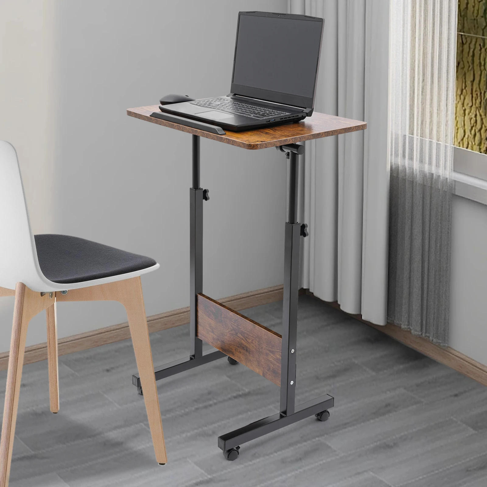 Bedside Desk with Universal Wheel Oversized Table 32-47in Adjustable Height Laptop Portable Study Standing for Dormitory Student 3