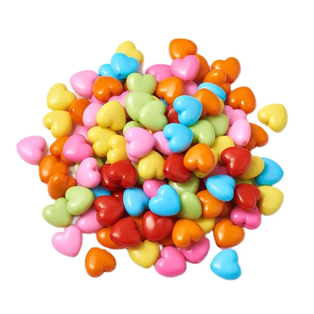 about 1267pcs/500g Opaque Acrylic Heart Beads for Earring Bracelet Necklace Kids Jwelry DIY Making Accessories 10x11x6mm