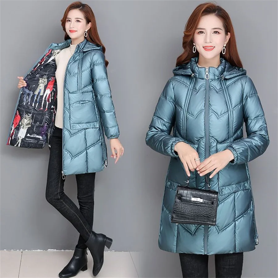 

Women Jacket Parka Ultra-light Thin Down Cotton Coat 2023 Autumn Winter Slim Short Hooded Warm Women's Outerwear Clothing