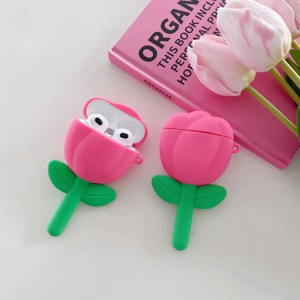 Oversized Tulip Silicone Earphone Case for Airpods