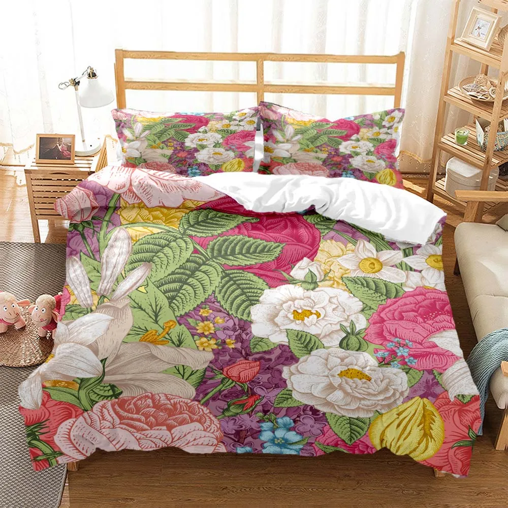 

Plant flowers Digital Print Polyester Bedding Sets Child Kids Covers Boys Bed Linen Set for Teens bedding set