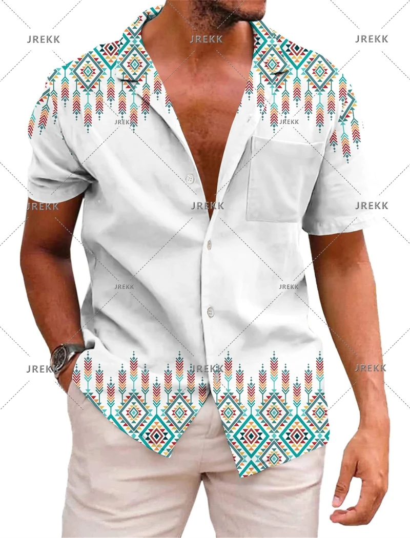thumbnail image 1 of Camisas hawaianas para hombre, camisa de manga corta con solapa, ropa de estilo mexicano, camisa informal holgada con botones, ropa para hombre, blusas Harajuku, 1 of 5
