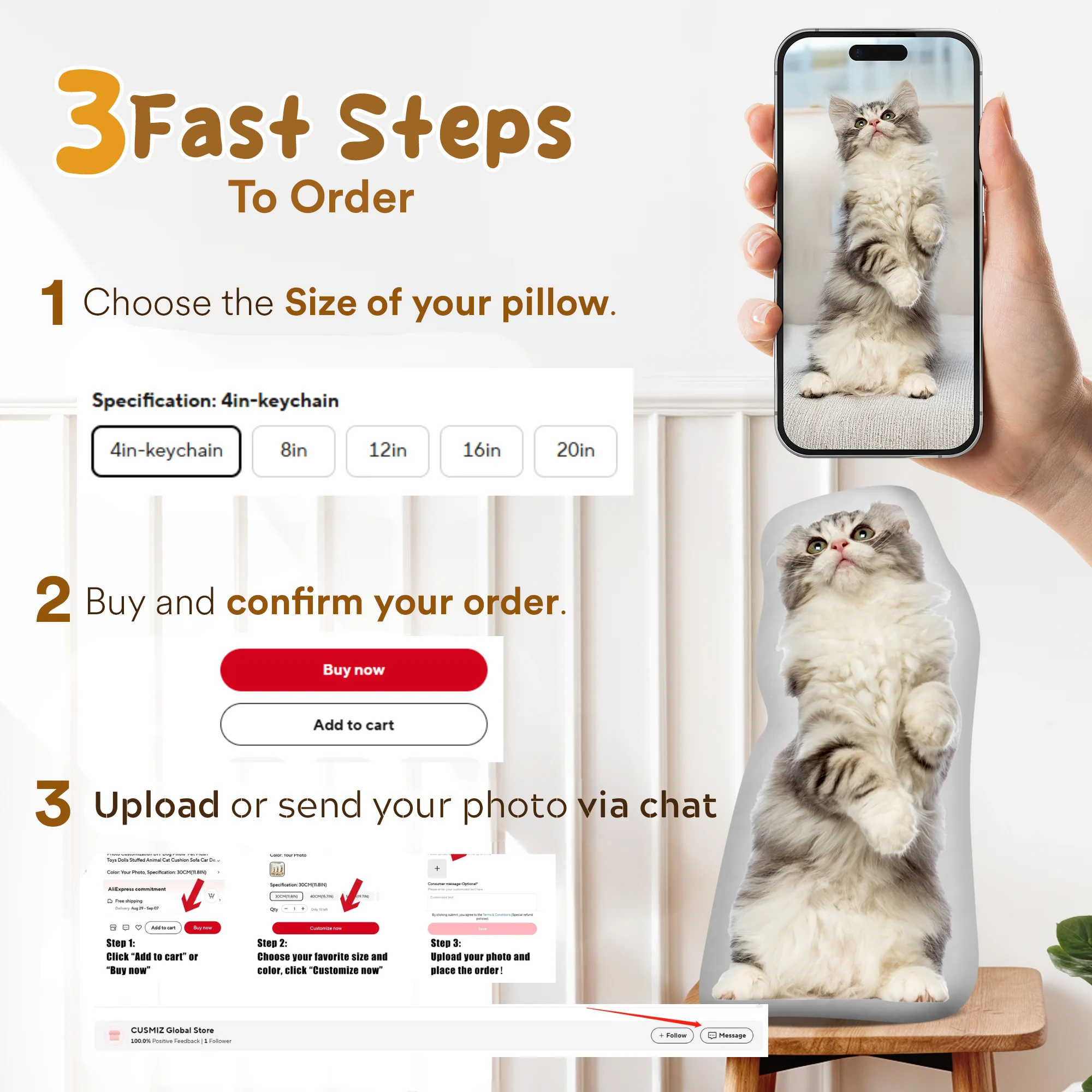 Custom Pets Cushion Personalized Filling Pets Photo Cushion DIY Pillow for Putting Picture of Cats and Dogs Home Decor 4