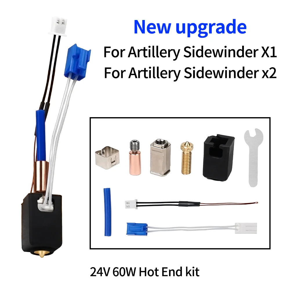 Verbessertes Hotend-Kit für Artillery Sidewinder X1 X2 3D-Druckerteile, Ganzmetalldüse, Heizblock, Thermistor-Kits – Detail 1
