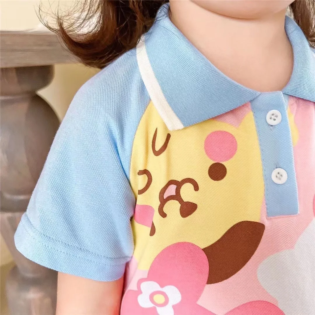 Summer Girls Clothing Toddler Rabbit Polo Shirt Pleated Dress Causal Comfortable Baby Girl Clothing Princess Dress - Image 6