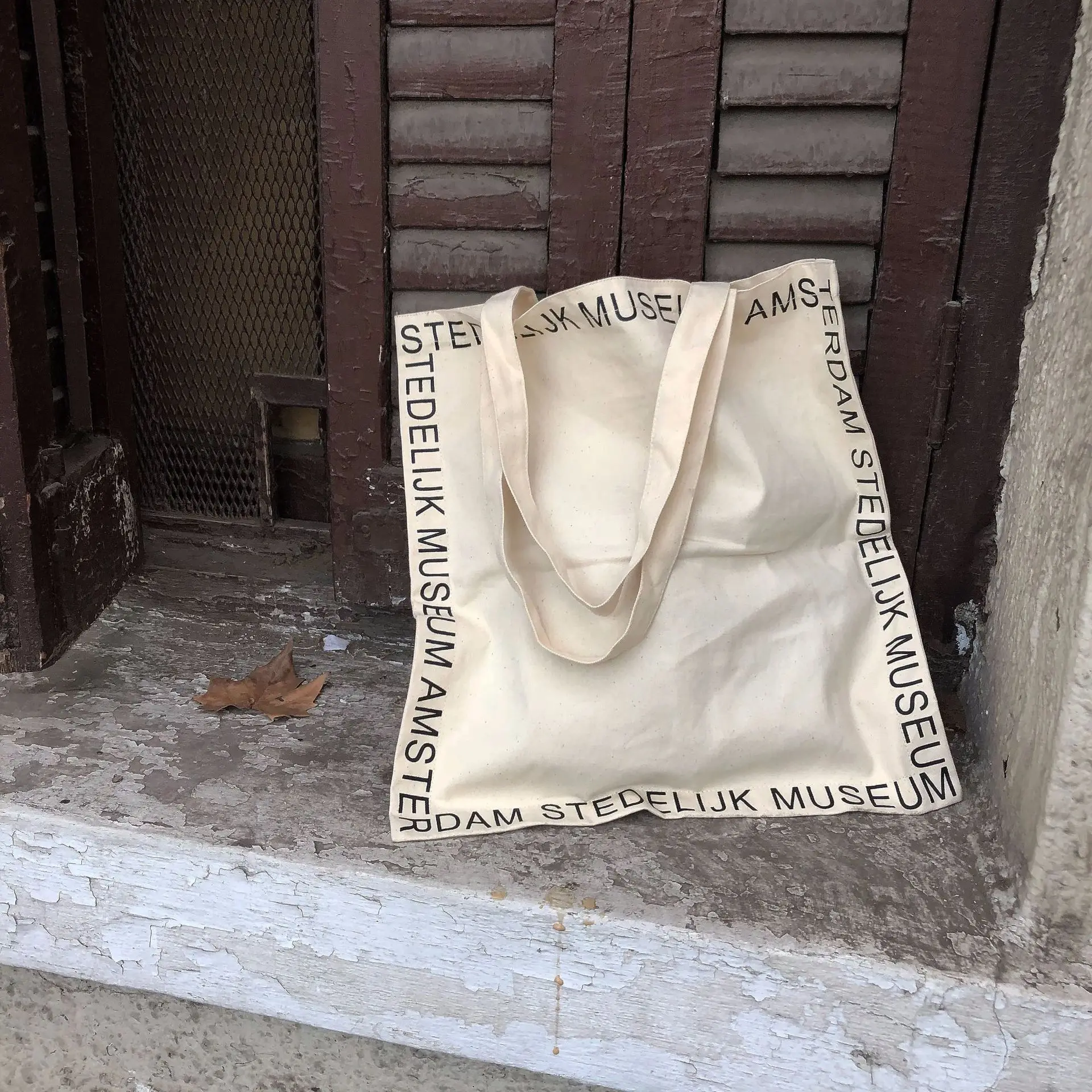 

Art Letters Print Shoulder Canvas Bag For Women Korean Ins Cloth Tote Bag Cotton Fabric Grocery Handbags Tote Books Bag For Girl