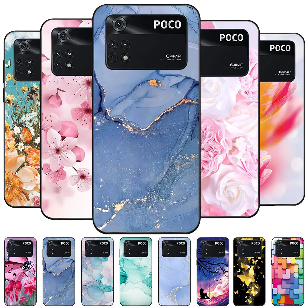 Custodia Per Poco M4 Pro 4G Coque Soft Silicone Fashion Phone Funda Per Xiaomi Poco M4 Pro Case Poco M4 Pro Bumper Cover Capa Marble