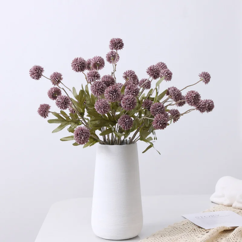 Artificial Flowers 4pcs Artificial Flowers Dandelions Ornament Decorative Dandelion Bouquet Faux Dandelion Flowers Grace Plastic Bride Puff Ball