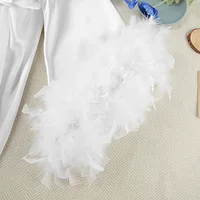 Feather Blush Kimono Robe Boudoir Wedding Floor Length Maxi Dressing Gown Robes Bride to Be Hen Party Stain Silk Lingerie - Image 5