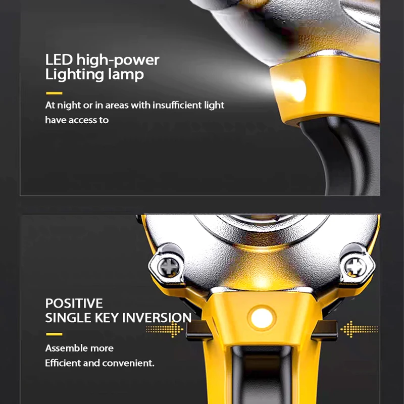 1/2in High Torque Electric Wrench Brushless Cordless Impact Wrench Decoration Team Power Tools For Dewalt 20V Battery 5