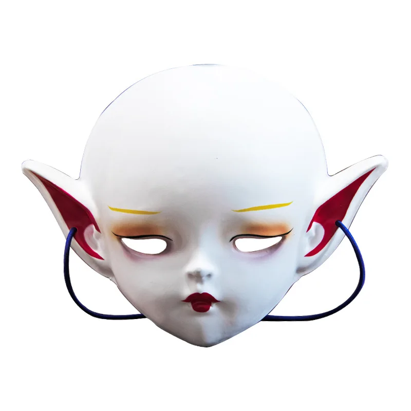 Unisex Magic Elf Mask Cosplay Halloween Masquerade Party Mask Yodas Cute Girl Funny Smiley Face Mask Pvc Full Face Ball Elf Mask