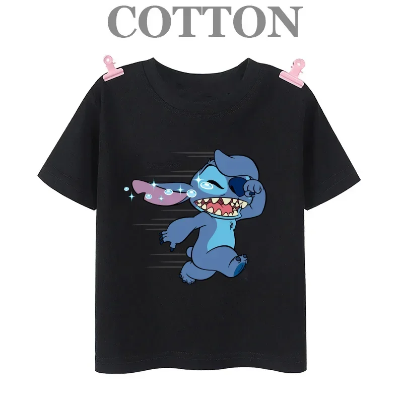 thumbnail image 1 of Camiseta de algodón Lilo Stitch Anime Verano Múltiples Moda Niños Niños Camisetas Cuello Redondo Casual Manga Corta Top, 1 of 5