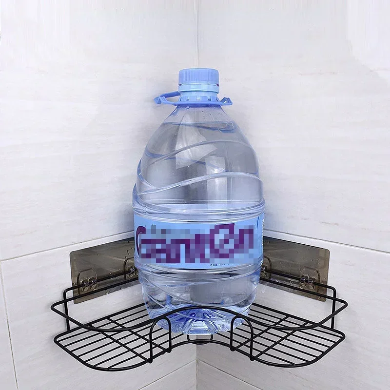 Bathroom Corner Storage Shelves Wall Mounted Rack Shampoo Cosmetic Condiment Organizer No Punch Metal Shelf