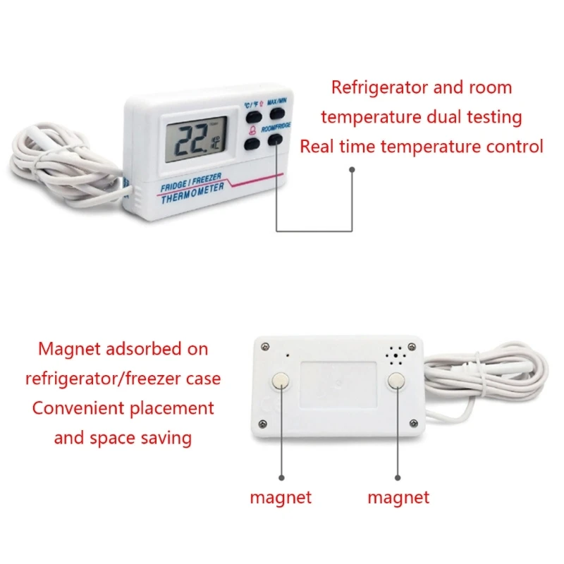 367D Indoor Outdoor Fridge Freezer Thermometer with 2 and Alarm for Home  Bar - AliExpress