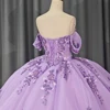 Shiny Scoop Shiny Quinceanera Dress Party Gown Purple Princess Lace Appliques Beads Crystal Off The Shoulder For 16 Year 1265 6