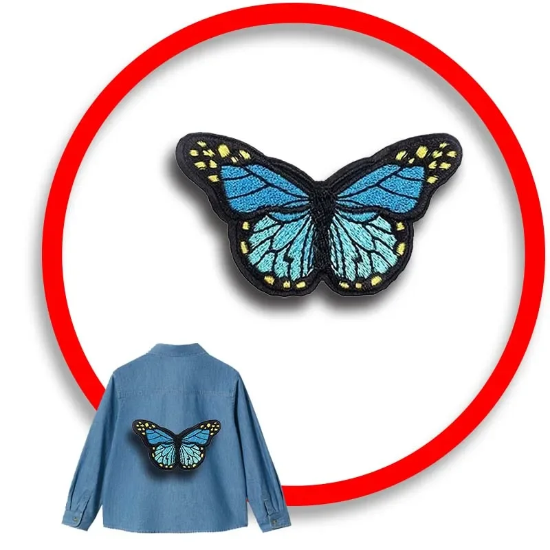 

1Pcs Patch Stickers Iron On Patches for Clothing Sewing Butterfly Flower Embroidery Fusible Applique Badge Bag Decoration Stripe