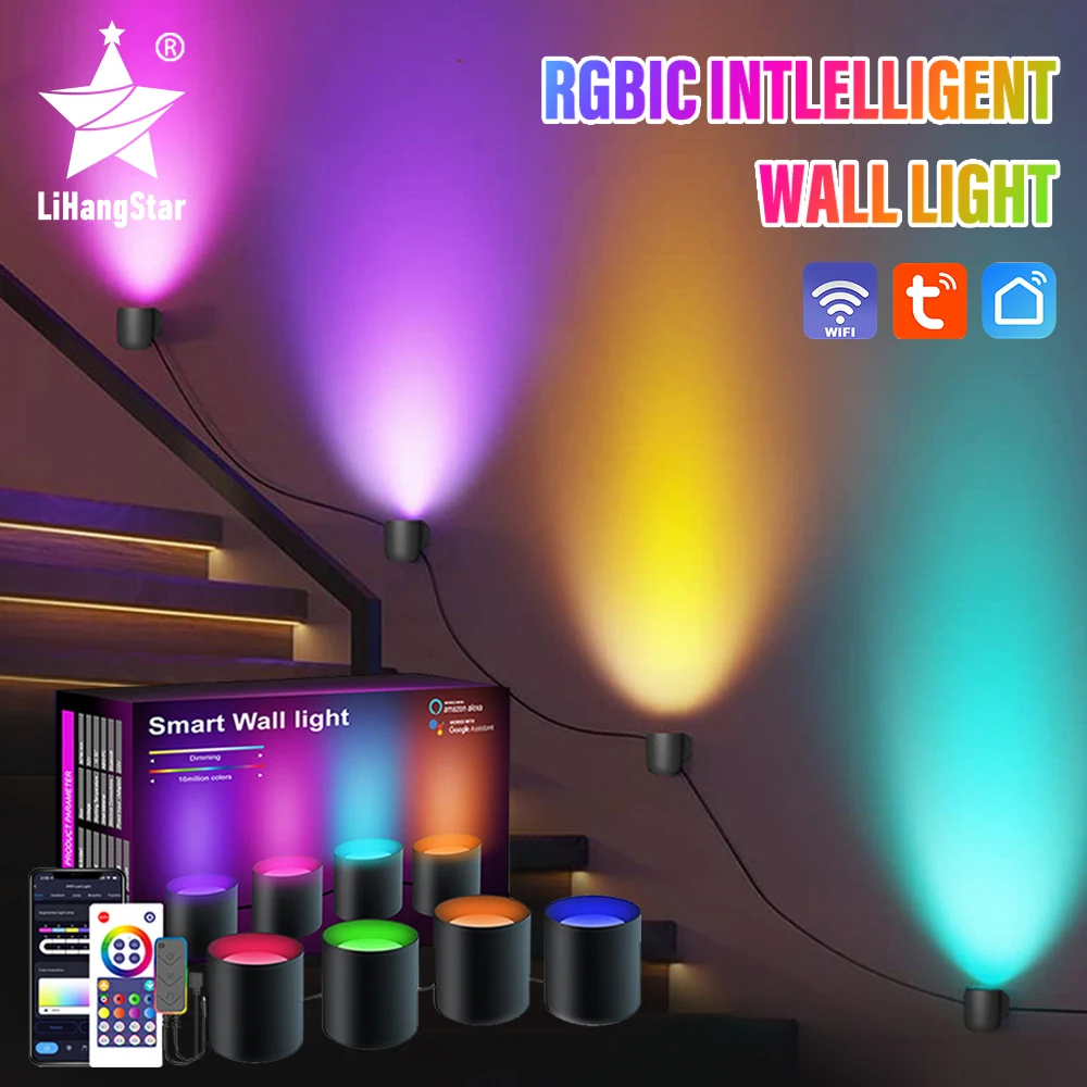 LED Smart WIFI Wall Light RGBIC Downlight APP Control Compatible with  Google Assistant and Alexa for Bedroom Living Room Stairs - AliExpress