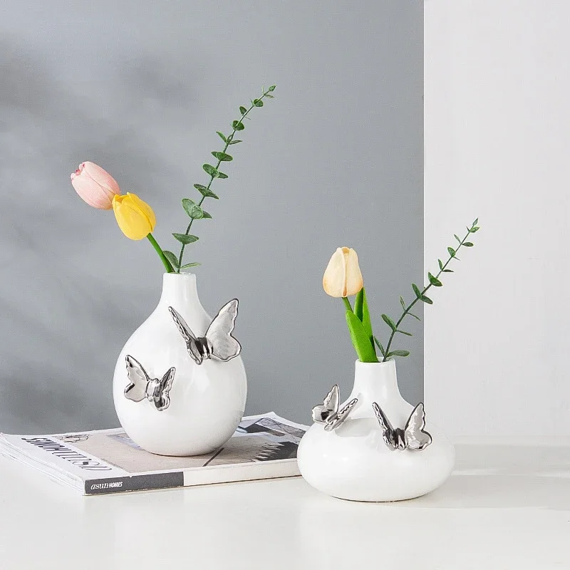 Ceramic Vase Embossed Butterfly Cartoon Butterfly Flower Vase Floral Arrangement Accessories Home Decoration Accessories 3
