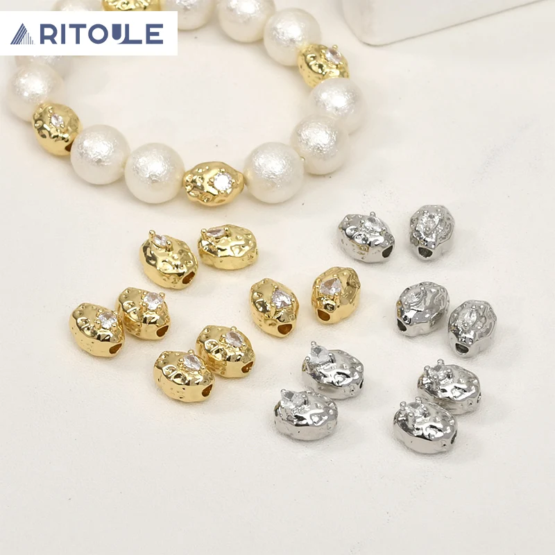 

Customized 14k gold plated zircon potato straight hole separated beads DIY handmade bead accessories with irregular