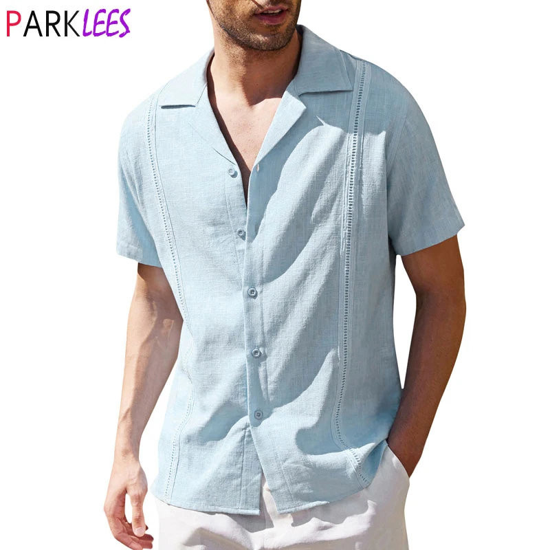 mens short sleeve cuban shirt