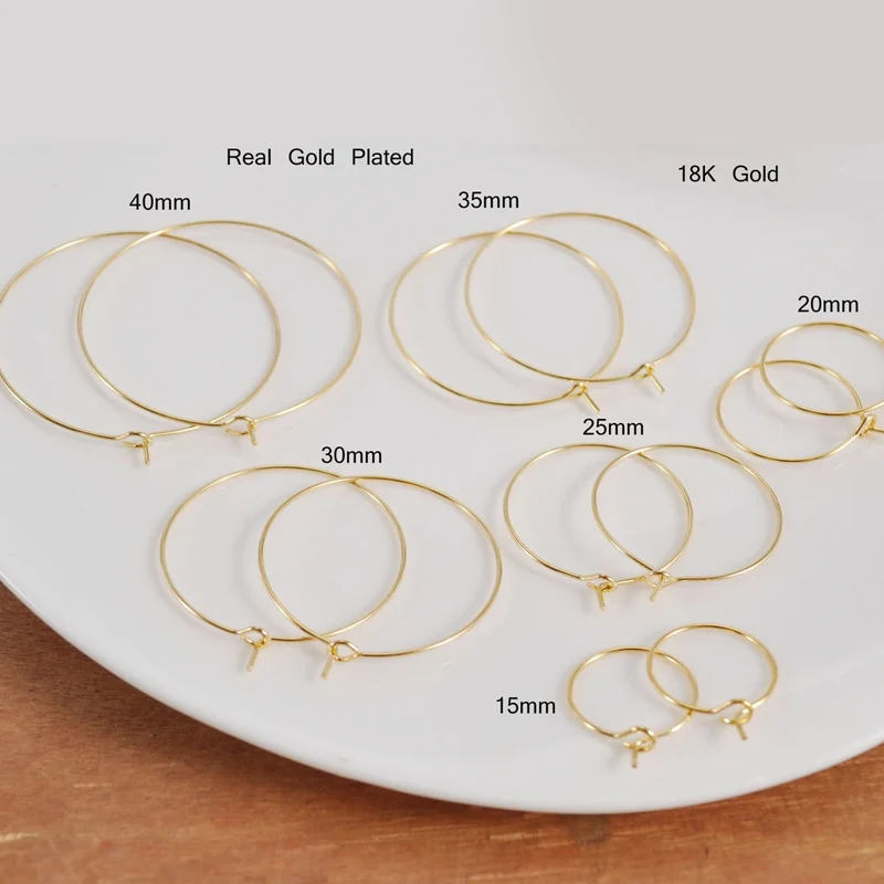 황동 18K 골드 도금 원형 귀 와이어 빈 고리 귀걸이 루프 커넥터 DIY 수제 매달려 귀걸이 쥬얼리 만들기 용품