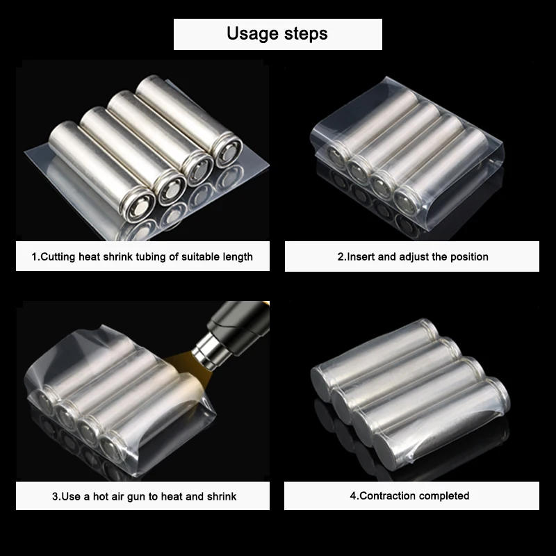 Description Picture 6 of item7~ 155mm Transparent PVC Heat Shrink Tube 18650 Lipo Battery Pack 1~20M Insulated Film Wrap Lithium Case Protection Cable Sleeve