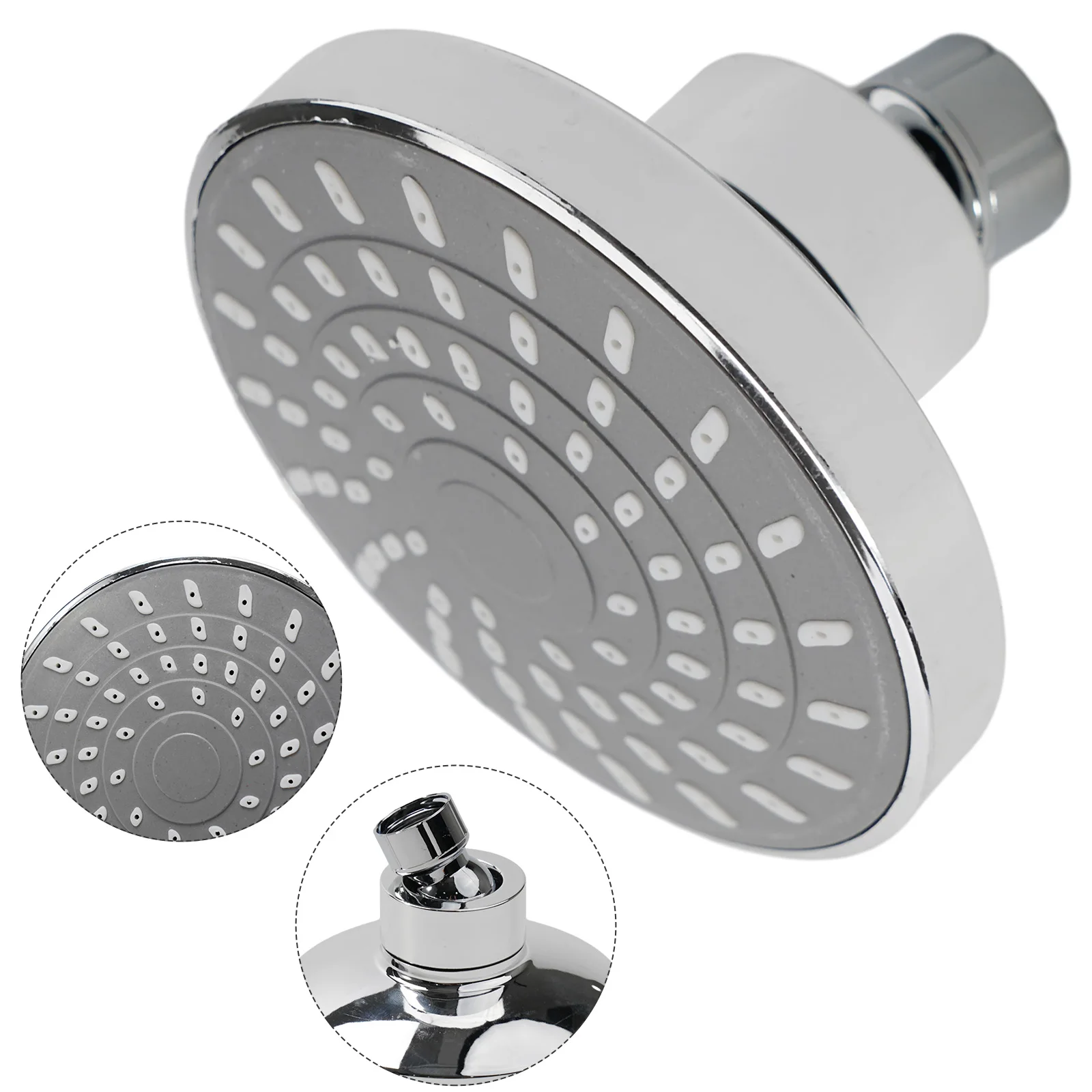 High-pressure Shower Head Adjustable Rainfall Wall-Mounted Chrome ABS Plastic for Bathroom