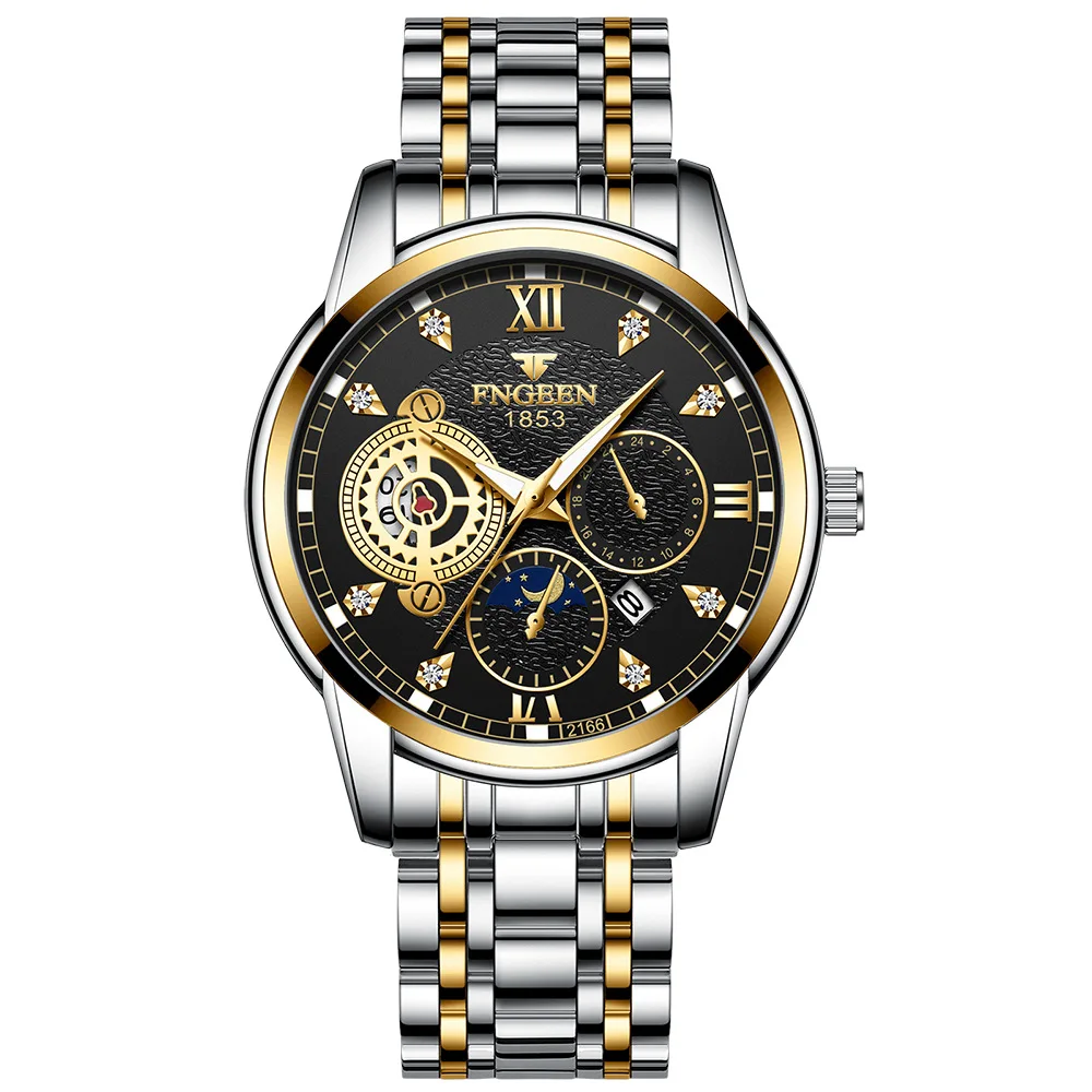 

New Watch Men's Watch Mechanical Trend Student Waterproof Domineering Men's Watch Calendar Steel Belt Reloj Hombre