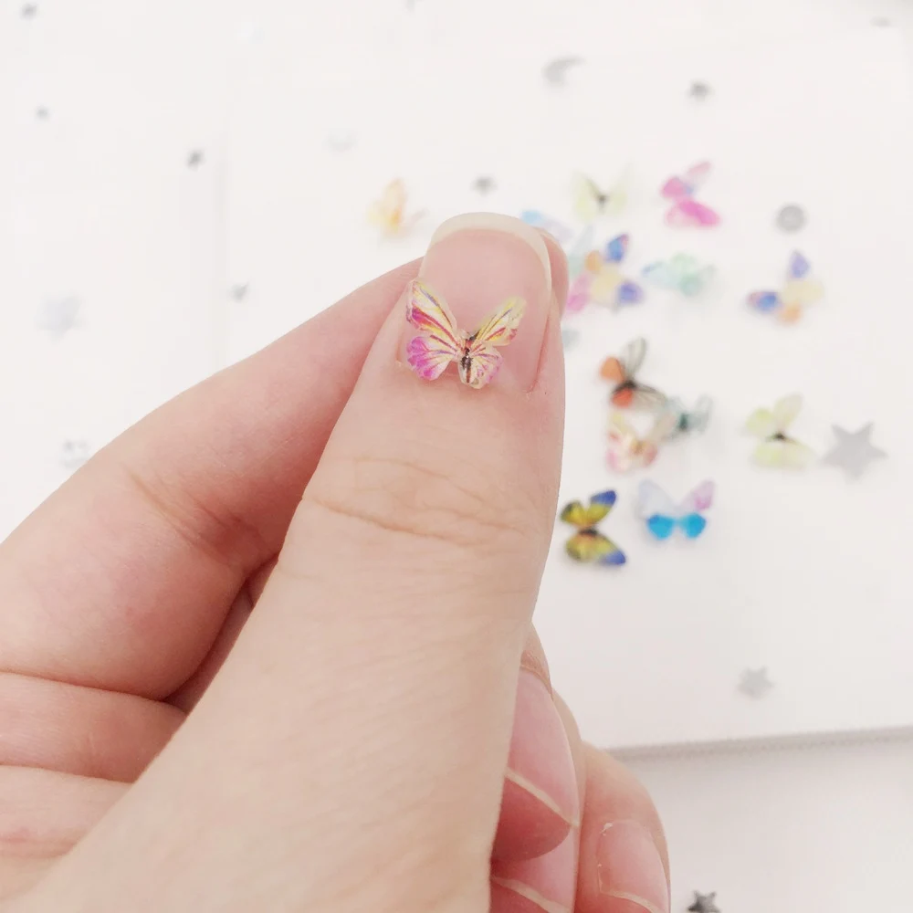 3D Colorful Glitter Mini Wheel Butterfly Nail Art AB Miniature Pattern Applique DIY Manicure Rhinestone Scrapbook Decor Craft ornament crafts miniature ornament resin wedding buttons resin crafts resin ornaments