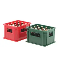 1Set 1:12 Mini Dollhouse Beer Resin Frame Storage Basket With 12 Bottles Simulation Drink Beer Model DIY Doll Accessories 2