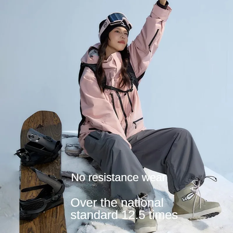 Nanend snowboard ski pants women's 3L full-pressure glue new snow pants waterproof and wear-resistant velvet men's snow pants 5