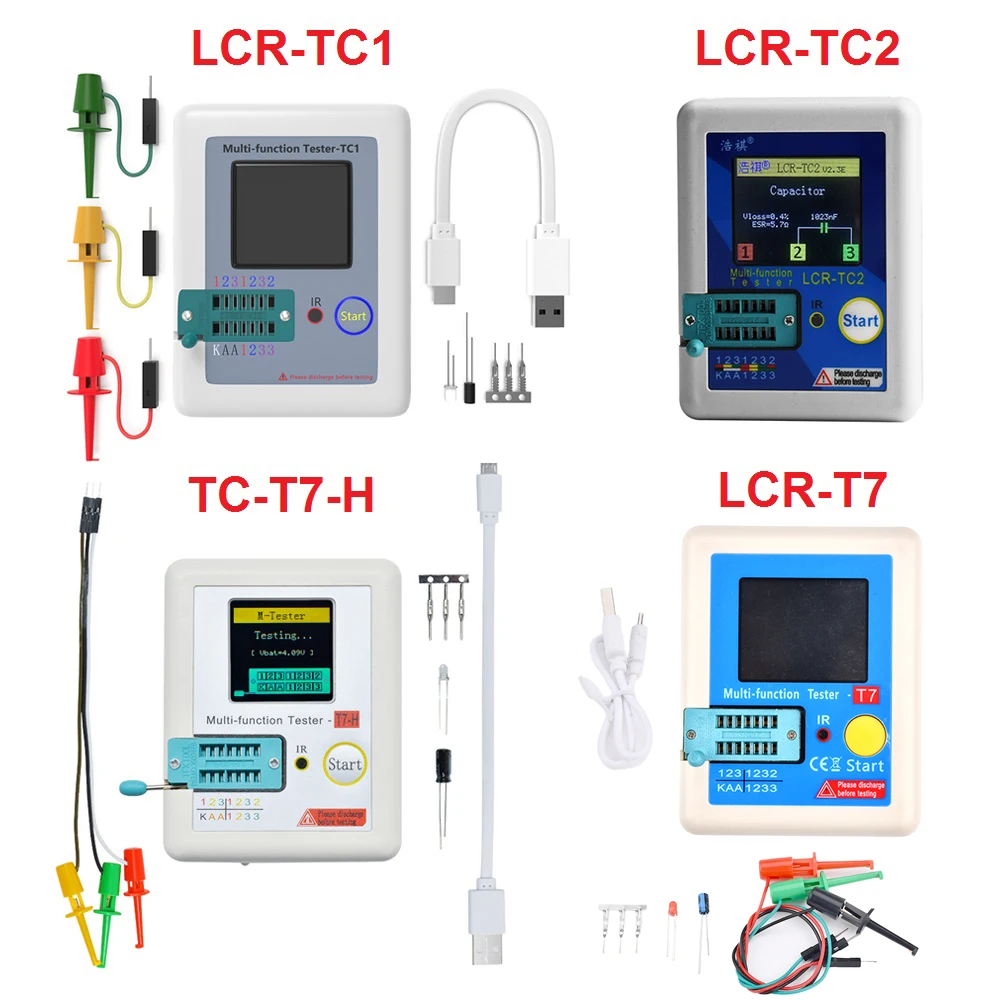 

LCR-T7 Transistor Tester Multimeter For Diode Triode MOS/PNP/NPN Capacitor Resistor Transistor Replace TC-T7-H LCR-TC1 LCR-TC2