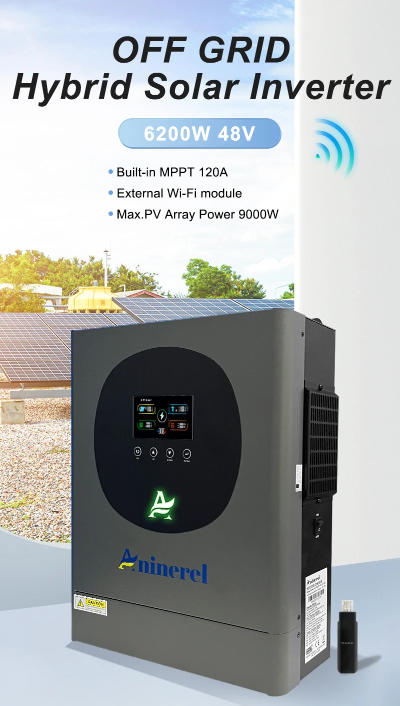 Aninerel 51,2V 100Ah LiFePO4 Batterie 6,2KW 48V Hybrid-Solarwechselrichter 51,2V LiFePO4 Batterie 100Ah 200Ah Bluetooth BMS100A 6000+ Zyklen Klasse A Zellen CAN/RS485 – Detail 3